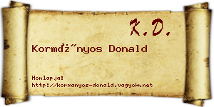 Kormányos Donald névjegykártya
